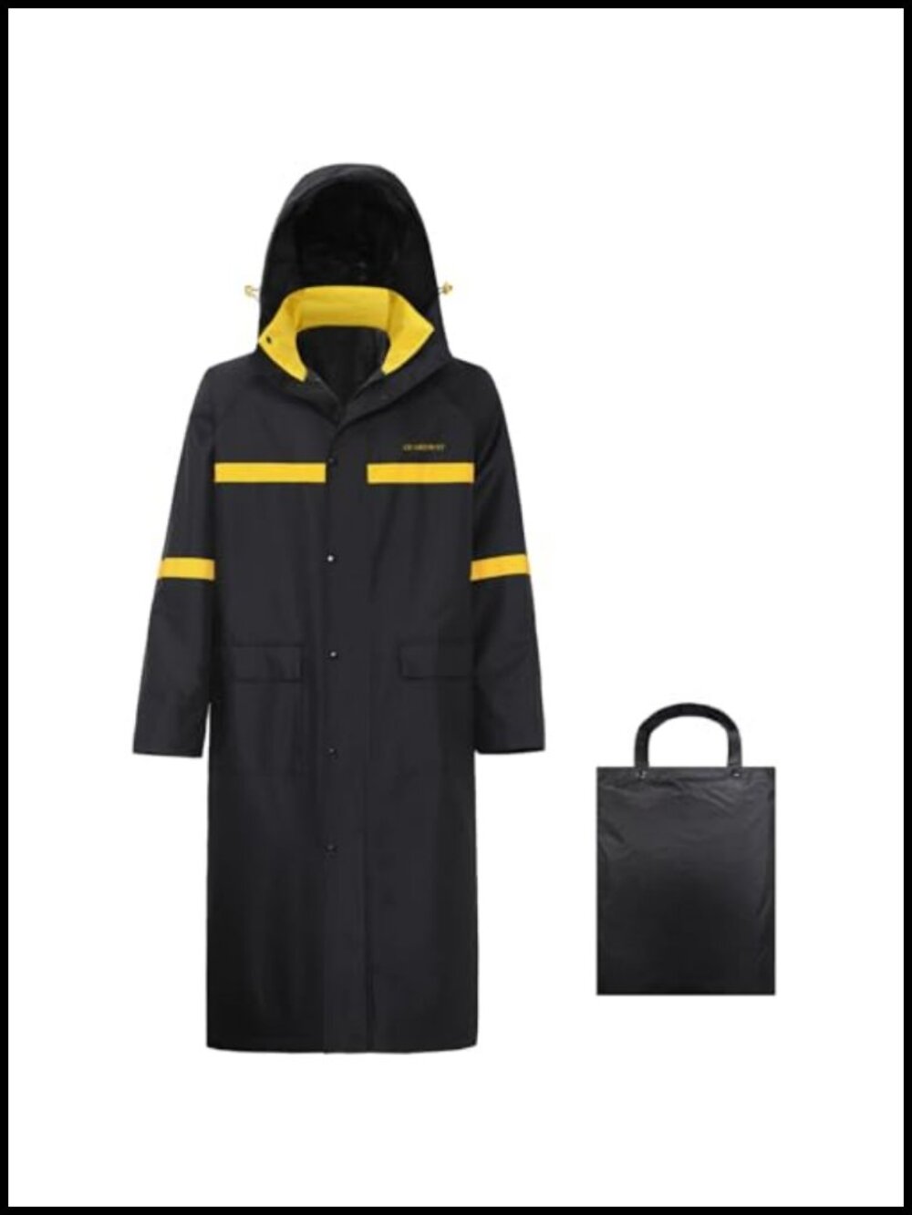 Men's Waterproof Hooded Long Rain Jacket Packable Reflective Outdoor Poncho